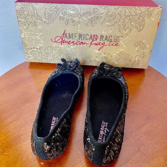 ♥️ SALE ✅ AMERICAN RAG CIE 1984  GLITTER FLAT SHOES - Picture 3 of 10